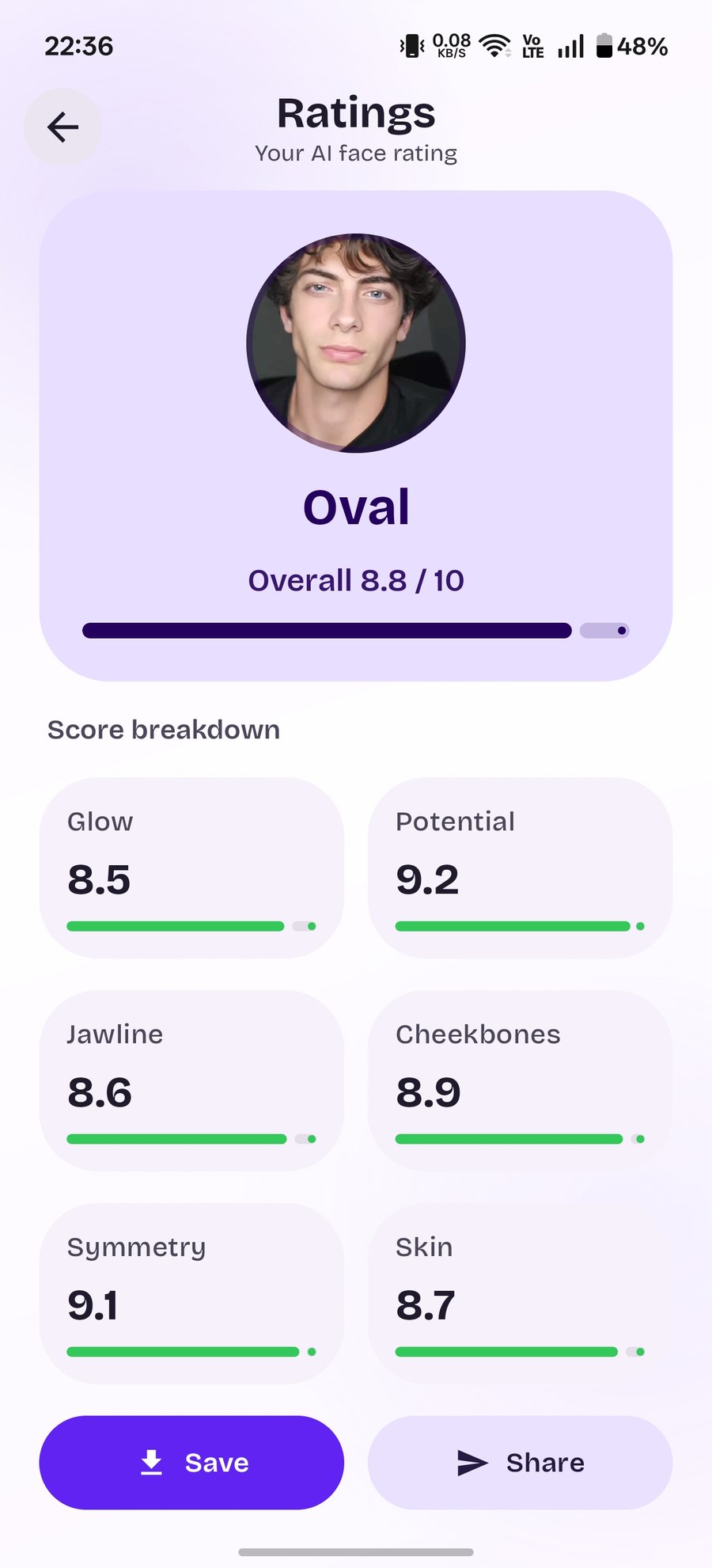 Ratings screen
